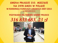 Ponad 316 mln zł na projekty unijne realizowane na terenie Gminy Prusice w latach 2007 – 2013