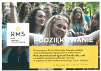 Podziękowania dla Burmistrza Miasta i Gminy Prusice od Ruchu Młodzieży Salwatoriańskiej